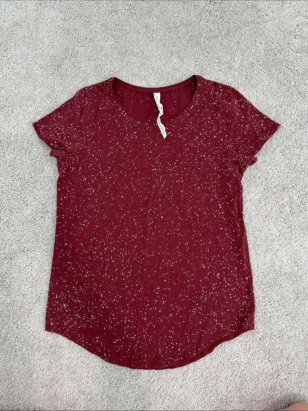 lululemon athletica Maroon Short Sleeve Speckled Crew Tee Love Top